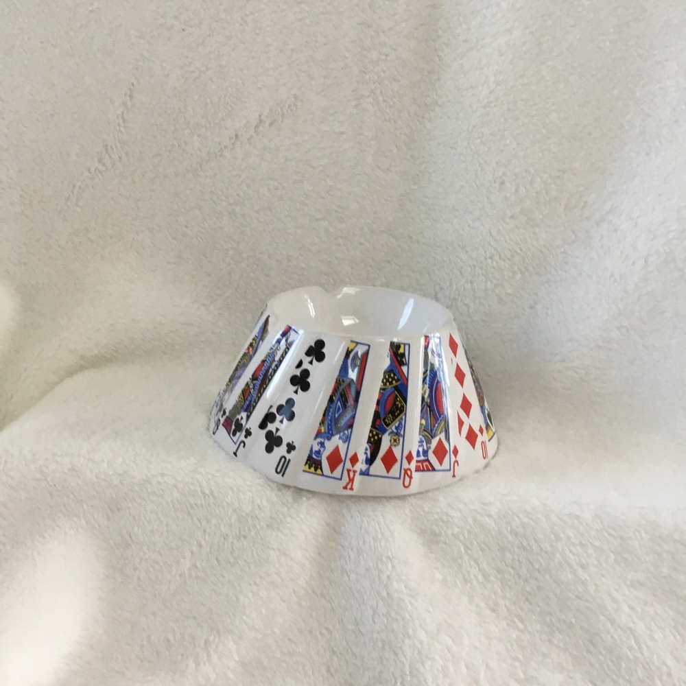 ~CERAMIC POKER PLAYING CARDS CIGARETTE ASHTRAY~ - Picture 9 of 11
